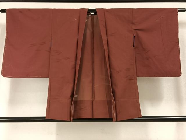 平和屋着物▽羽織 スリーシーズン 春夏秋 塵除け 舞蝶地紋 小豆色 正絹 逸品 未使用 AABE5645fy