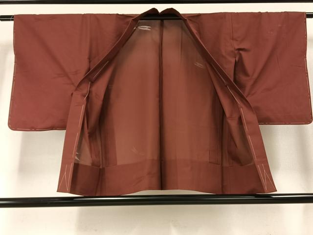 平和屋着物▽羽織 スリーシーズン 春夏秋 塵除け 舞蝶地紋 小豆色 正絹 逸品 未使用 AABE5645fy
