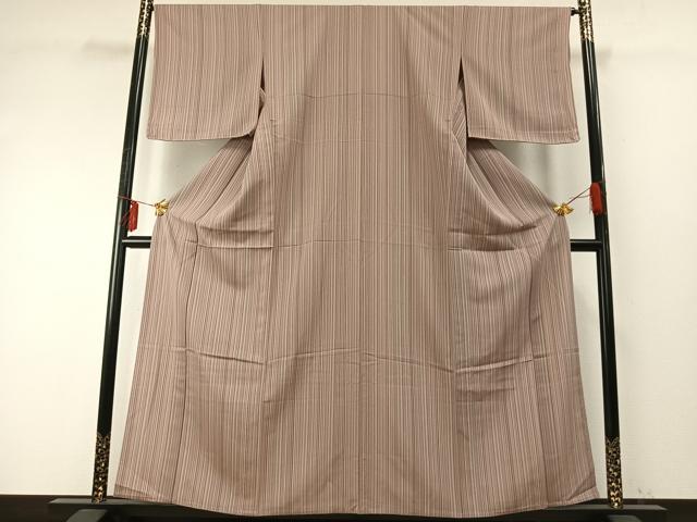 平和屋着物▽上質な小紋 単衣 縞 正絹 逸品 未使用 AABE5668fy