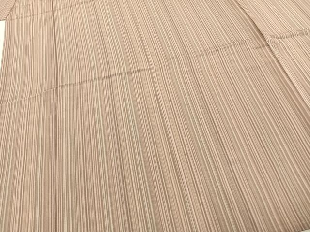 平和屋着物▽上質な小紋 単衣 縞 正絹 逸品 未使用 AABE5668fy