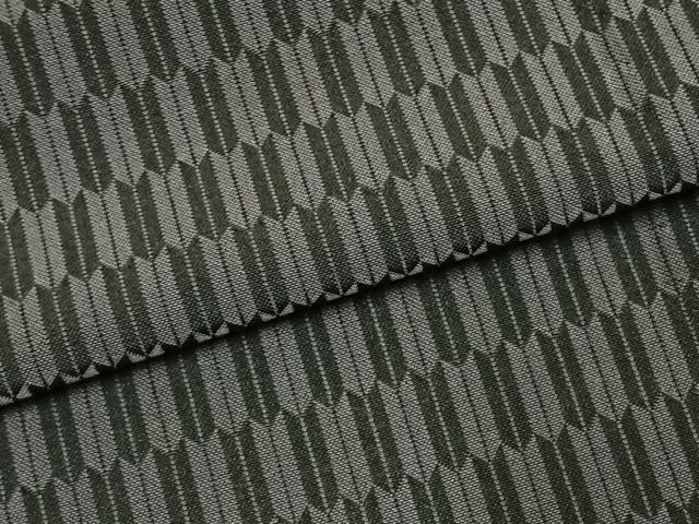 平和屋着物▽お召 単衣 矢羽文 正絹 逸品 AABE5684fy