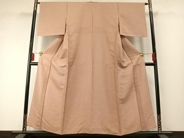 平和屋着物▽上質な紬 単衣 色無地 洗柿色 正絹 逸品 未使用 AABE5685fy