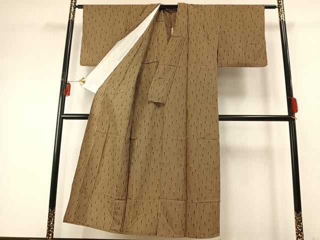 平和屋着物▽上質な小紋 単衣 変わり縞 正絹 逸品 AABE5689fy