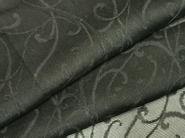 平和屋着物▽羽織 スリーシーズン 春夏秋 塵除け 唐草文 黒地 正絹 逸品 AABE5716fy