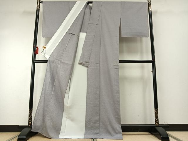 平和屋着物▽本場縞大島紬 単衣 手織 暁鼠色 株式会社つむぎや謹製 証紙付き 正絹 逸品 AABE5717fy