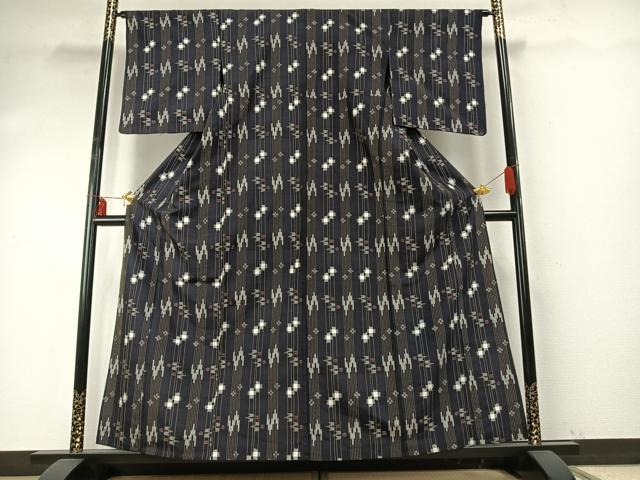 平和屋着物▽上質な紬 単衣 琉球絣 正絹 逸品 AABE5720fy