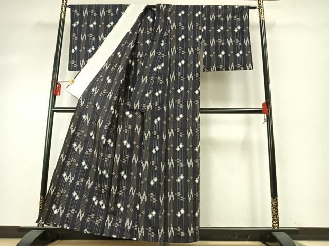平和屋着物▽上質な紬 単衣 琉球絣 正絹 逸品 AABE5720fy