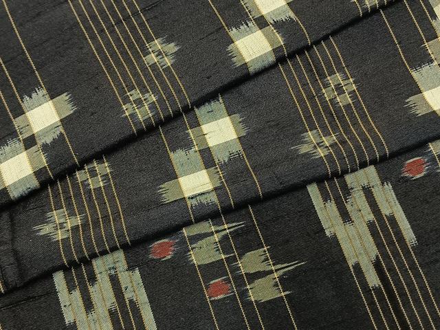 平和屋着物▽上質な紬 単衣 琉球絣 正絹 逸品 AABE5720fy