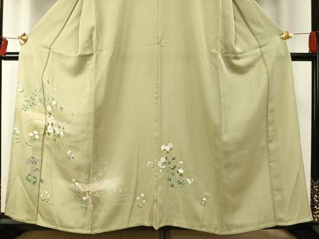 平和屋着物▽訪問着 単衣 友禅 刺繍 草花文 暈し染め 金彩 正絹 逸品 AABE5721fy