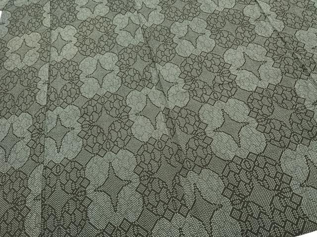 平和屋着物▽本塩沢 単衣 幾何学文様 正絹 逸品 AABE5733fy