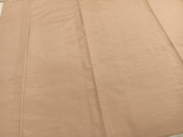 平和屋着物▽上質な紬 単衣 色無地 洗柿色 正絹 逸品 AABE5735fy