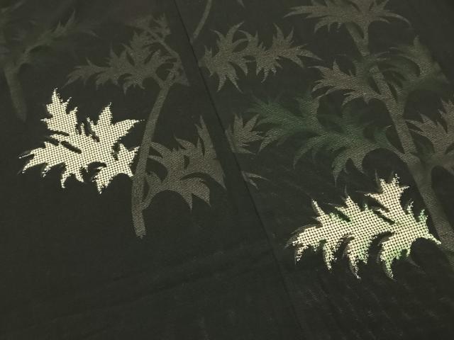 平和屋着物▽羽織 スリーシーズン 春夏秋 塵除け 草花文 黒地 金銀糸 正絹 逸品 未使用 AABE5764fy