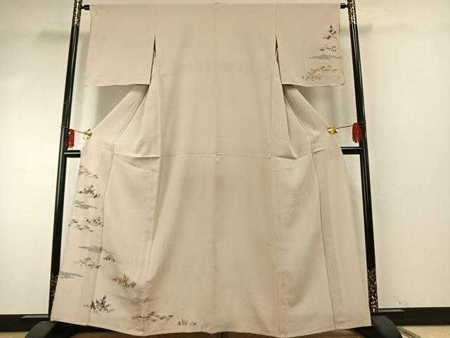 平和屋着物▽訪問着　単衣　総刺繍　松竹　枝花文　金糸　正絹　逸品　AABE5766fy 平和屋着物▽訪問着 単衣 総刺繍 松竹 枝花文 金糸 正絹