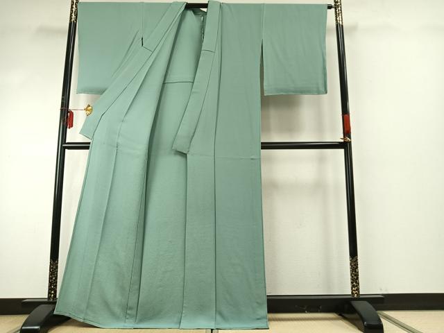 平和屋着物▽上質な色無地 単衣 錆青磁色 正絹 逸品 未使用 AABE5771fy