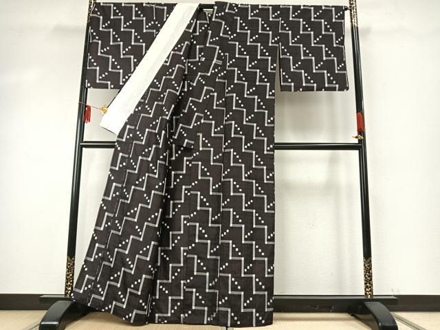 平和屋着物▽本場琉球絣 紬 単衣 バンジョウ 正絹 逸品 AABE5777fy