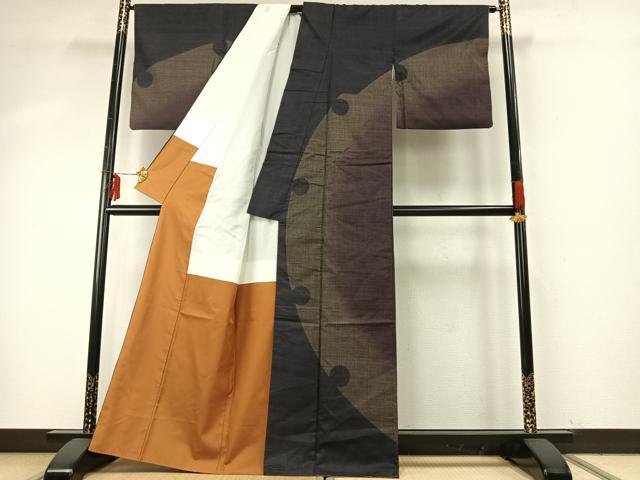 平和屋着物●本場大島紬 訪問着 カタス7マルキ 雪輪文 正絹 逸品 AABE5791fy