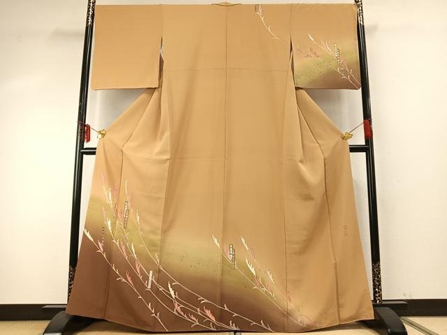平和屋着物○京加賀友禅 百貫達雄 訪問着 短冊文 花菊