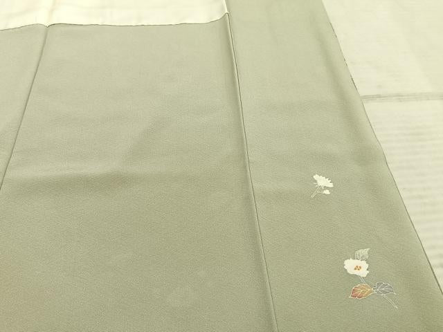 平和屋着物●京加賀友禅 百貫達雄 訪問着 枝花文 銀座おゝぎ屋扱い 正絹 逸品 未使用 AABE5816fy