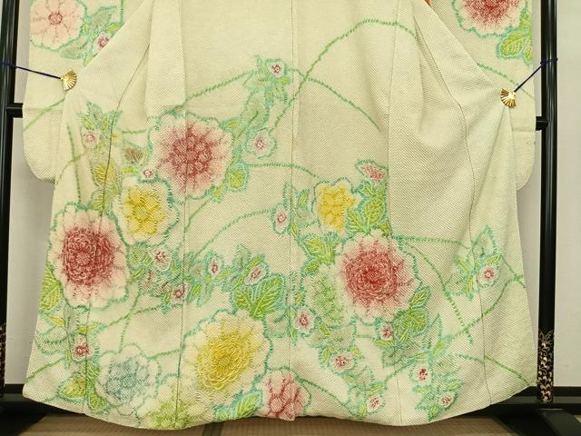平和屋着物●豪華振袖 総絞り 草花文 正絹 逸品 AABE5834fy
