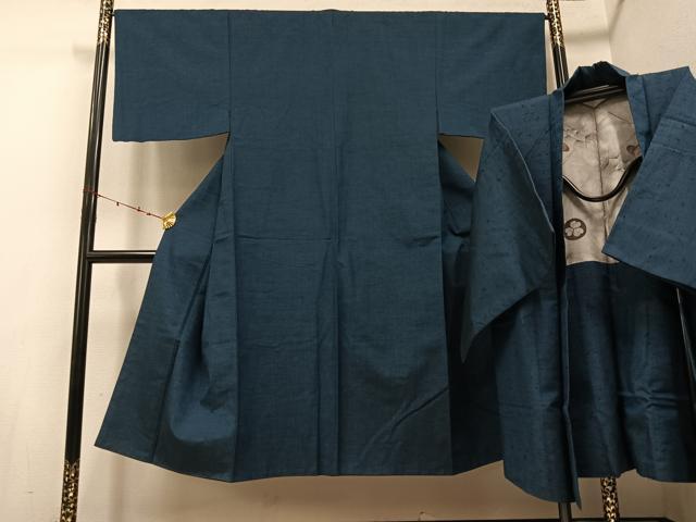 平和屋着物●男性 紬 アンサンブル 色無地 褐返し色 正絹 逸品 AABE5849ph