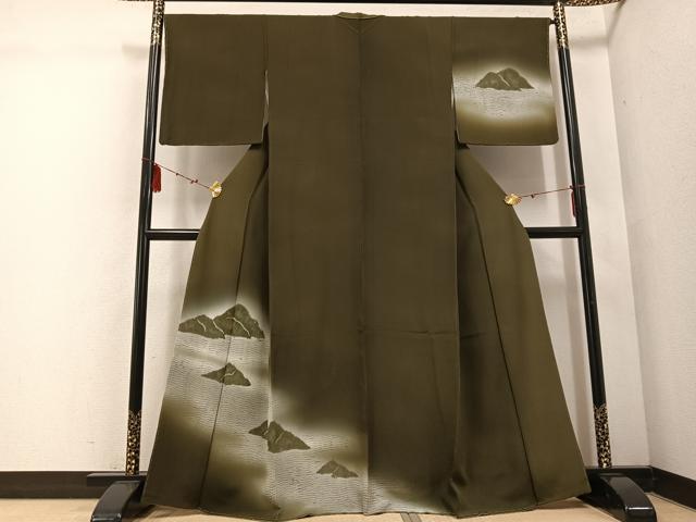 平和屋着物●訪問着 絞り 重ね山文 暈し染め 正絹 逸品 AABE5881ph