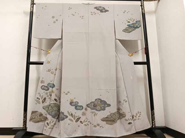 平和屋着物●十日町　名門　滝泰謹製　訪問着　絞り　雲重ね草花文　ますいわ屋扱い　正絹　逸品　AABE5920ph 平和屋着物○十日町 名門 滝泰謹製 訪問着 絞り 雲重ね草花文