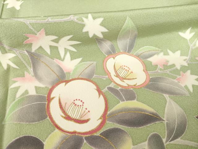 平和屋着物●訪問着 友禅 エ霞花文 暈し染め 金彩 正絹 逸品 AABE5933ck