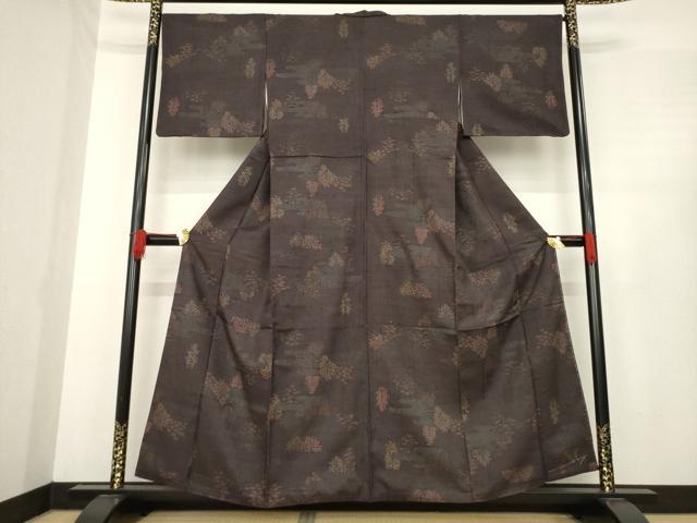 平和屋着物●上質な紬 風景文 正絹 逸品 AABE5940ck