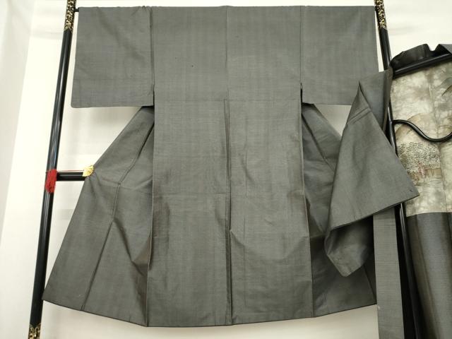 平和屋着物●男性 本場大島紬 アンサンブル 亀甲文 正絹 逸品 AABE5953ck