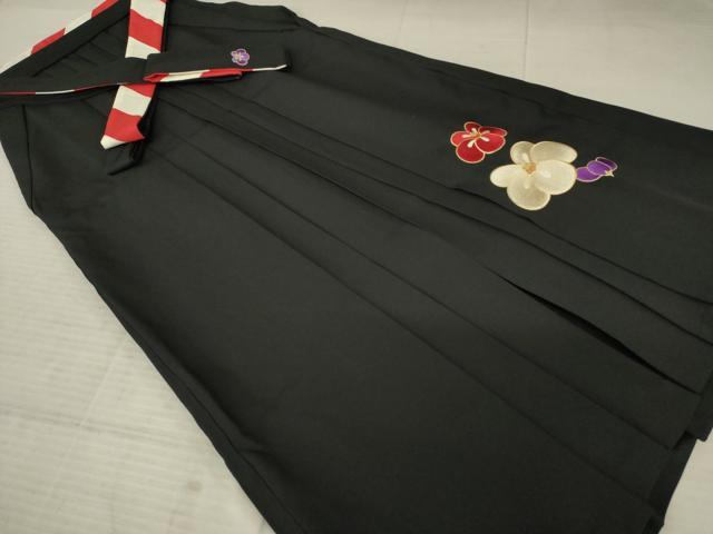 平和屋着物●女性　行灯袴　刺繍　ワンポイント　椿　黒地　金糸　洗える着物　AABE5968ck 平和屋着物○女性 行灯袴 刺繍 ワンポイント 椿 黒地 金糸 洗える着物