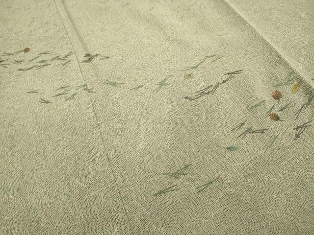 平和屋着物■色留訪問着 総刺繍 吹寄せ文 松ぼっくり 金糸 正絹 逸品 AABE6029sx