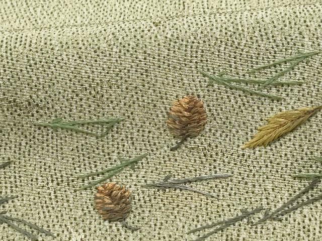 平和屋着物■色留訪問着 総刺繍 吹寄せ文 松ぼっくり 金糸 正絹 逸品 AABE6029sx