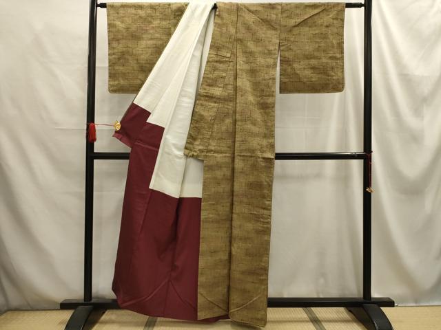 平和屋着物■上質な紬 亀甲文 正絹 逸品 AABE6095sx