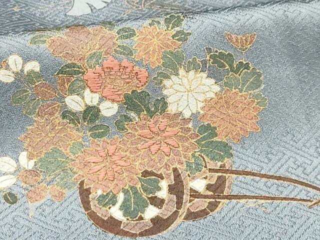 平和屋着物■色留訪問着 刺繍 花車文 金彩 正絹 逸品 AABE6390sx