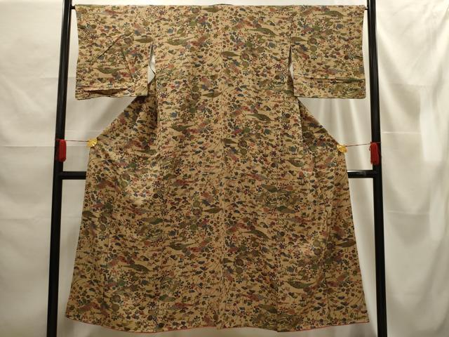 平和屋着物■上質な小紋 型染め 松竹梅 風景文 正絹 逸品 AABE6623sx