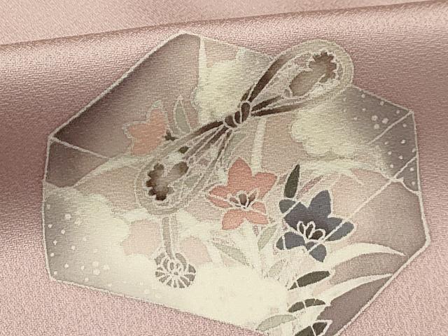 平和屋着物■訪問着 花文箱文 暈し染め 正絹 逸品 AABE6631sx