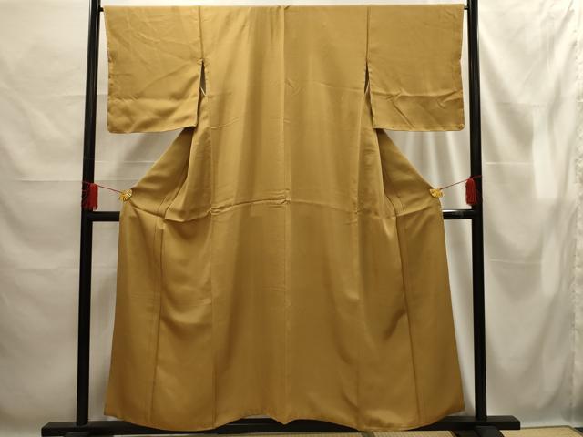 平和屋着物■上質な色無地 黄唐茶色 正絹 逸品 AABE6632sx