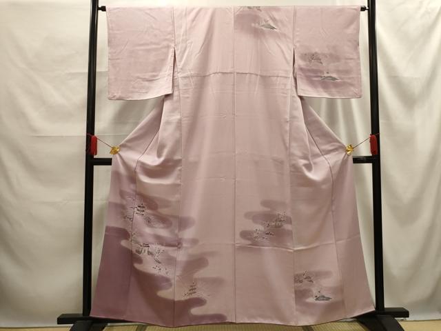 平和屋着物■訪問着 刺繍 風景文 暈し染め 正絹 逸品 AABE6647sx