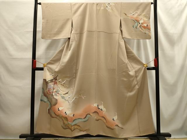 平和屋着物■訪問着 道長飛鶴几帳文 暈し染め 金銀彩 正絹 逸品 AABE6650sx