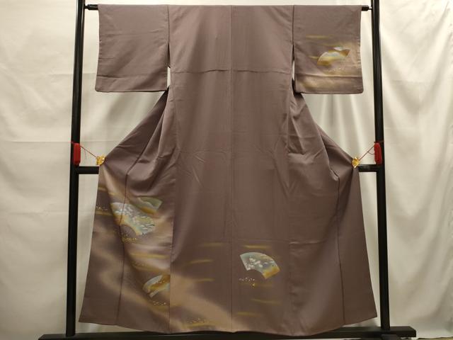 平和屋着物■訪問着 地紙飛鶴浜松文 暈し染め 金彩 正絹 逸品 AABE6671sx