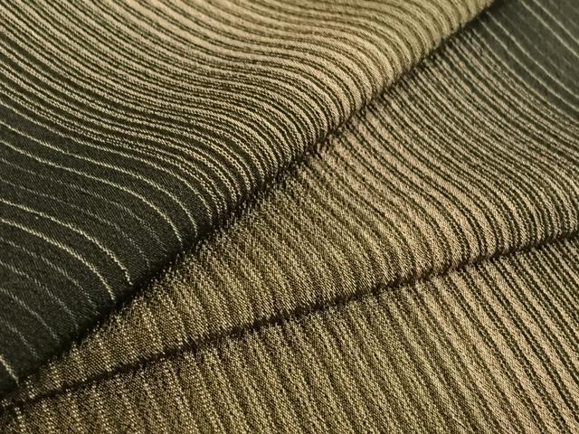 平和屋着物▽上質な小紋 単衣 縞 正絹 逸品 AABE6697jh