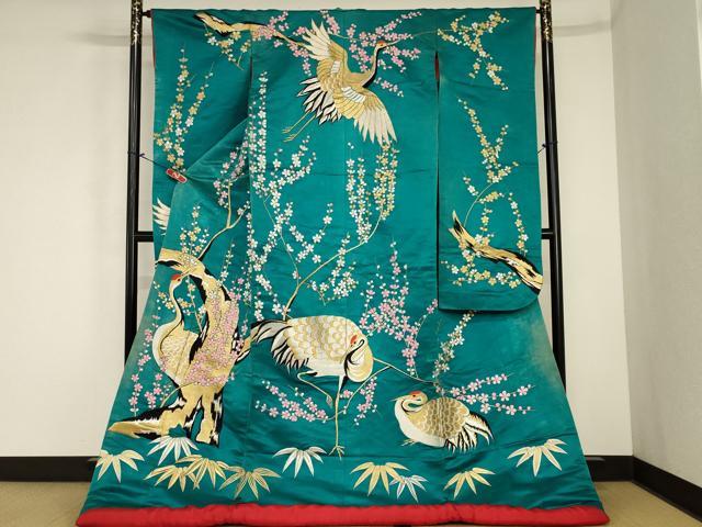平和屋本店●色打掛 花嫁 婚礼 和装 神社挙式 結婚式 総刺繍 金銀糸 群れ鶴花文 逸品 AABE6747ou