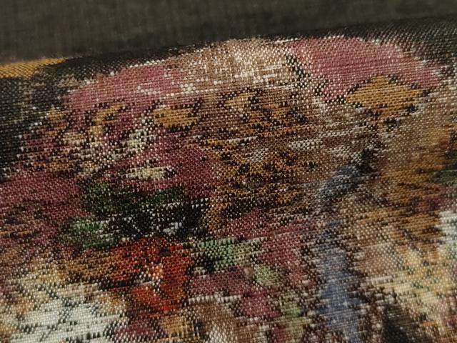 平和屋着物●上質な紬 鳥獣草花文 正絹 逸品 未使用 AABE6763ck
