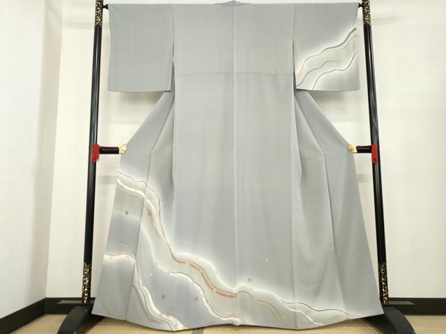 平和屋着物○訪問着 竹屋町刺繍 流水箔散らし文様 金銀彩 正絹