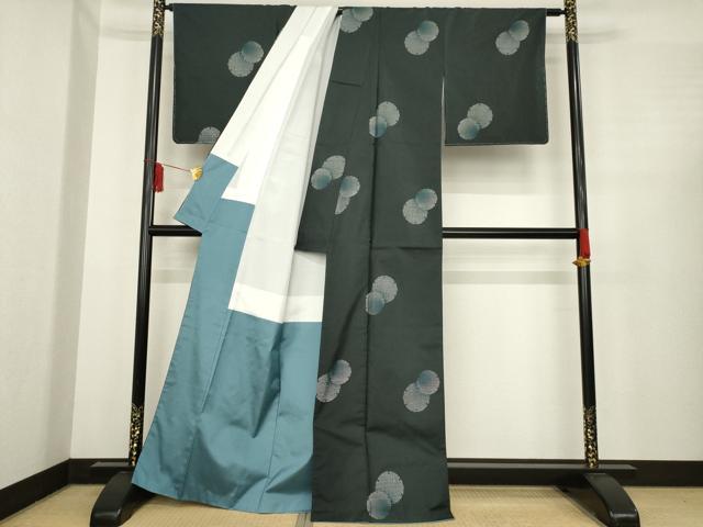 平和屋着物●本場大島紬 カタス9マルキ 地空き 雪輪重ね文 正絹 逸品 AABE6799ck