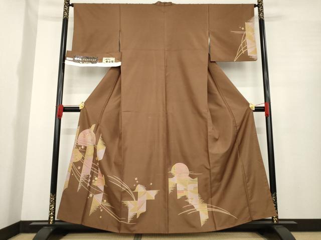 平和屋着物●白山紬 織部町・渡辺健次の世界 幾何学文様 渡文謹製 証紙付き 正絹 逸品 AABE6823ck