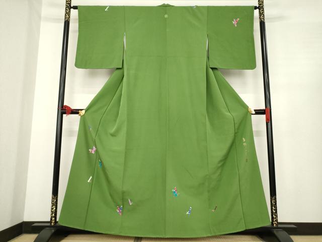 平和屋着物○染色作家 草野一騎 訪問着 竹 金彩 正絹 逸品 AABE6830ck