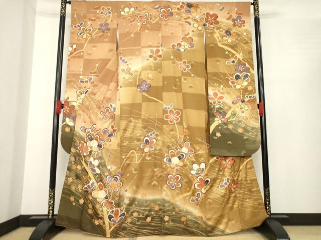 平和屋着物○豪華振袖 枝花文 金彩 鈴乃屋扱い 正絹 逸品 AABE6837ck