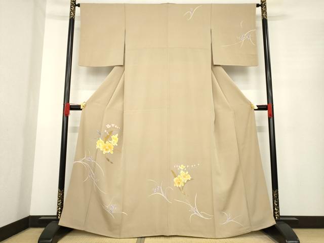 平和屋着物●訪問着 手描き 舞花文 正絹 逸品 AABE6840ck