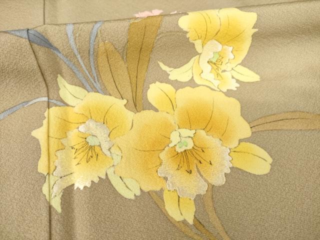 平和屋着物●訪問着 手描き 舞花文 正絹 逸品 AABE6840ck